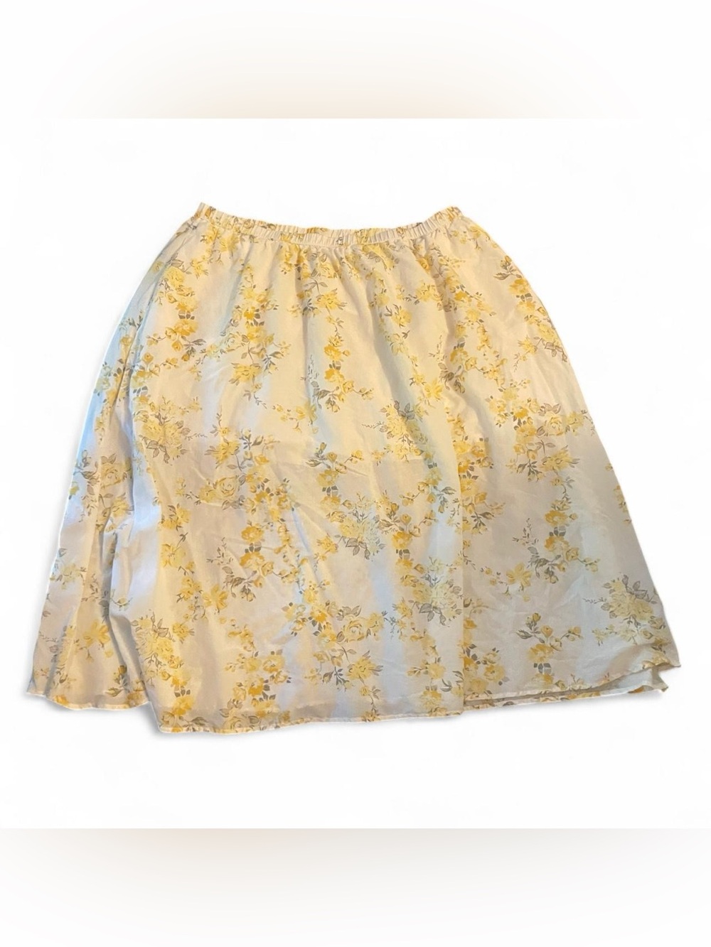 A New Day Women's XXL 100% Cotton Floral Yellow Peasant Cottagecore Midi Skirt